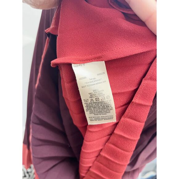 TED BAKER Trapeze Colorblock Dress Pleated Sleeveless SZ 2 Bow Pink Red Purple - Picture 13 of 13